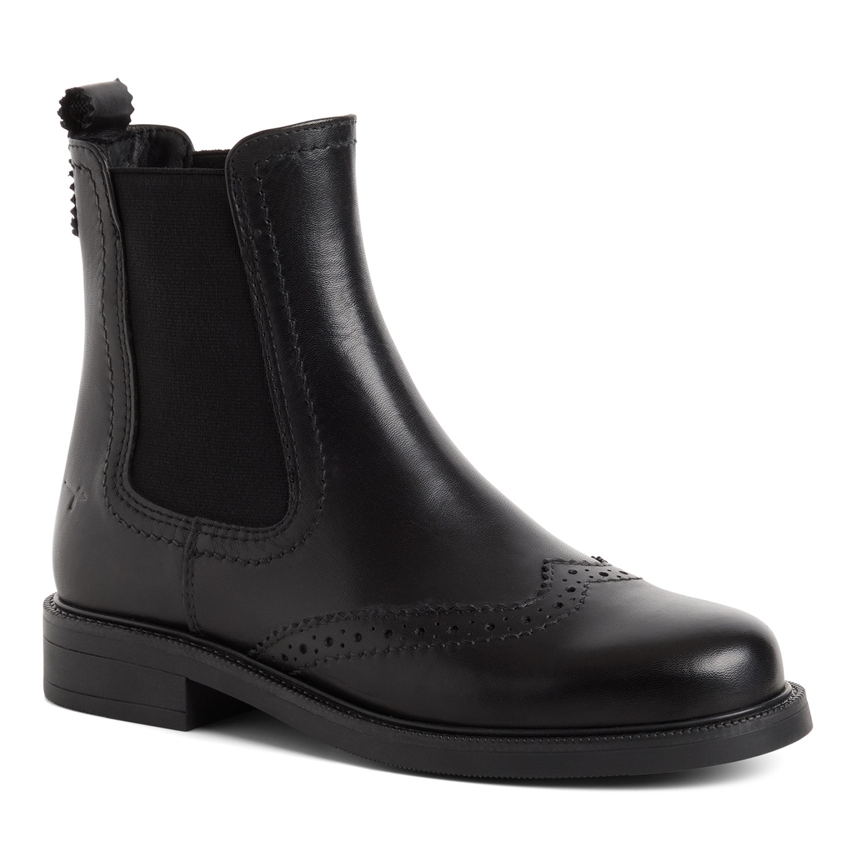 Bottine Chelsea en cuir noir, TAMARIS