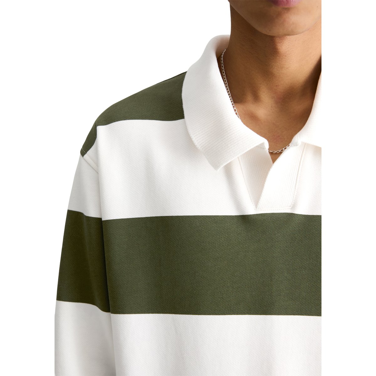 Sweat-shirt polo relaxed avec motif à rayures imprimé vert foncé, MARC O’POLO DENIM