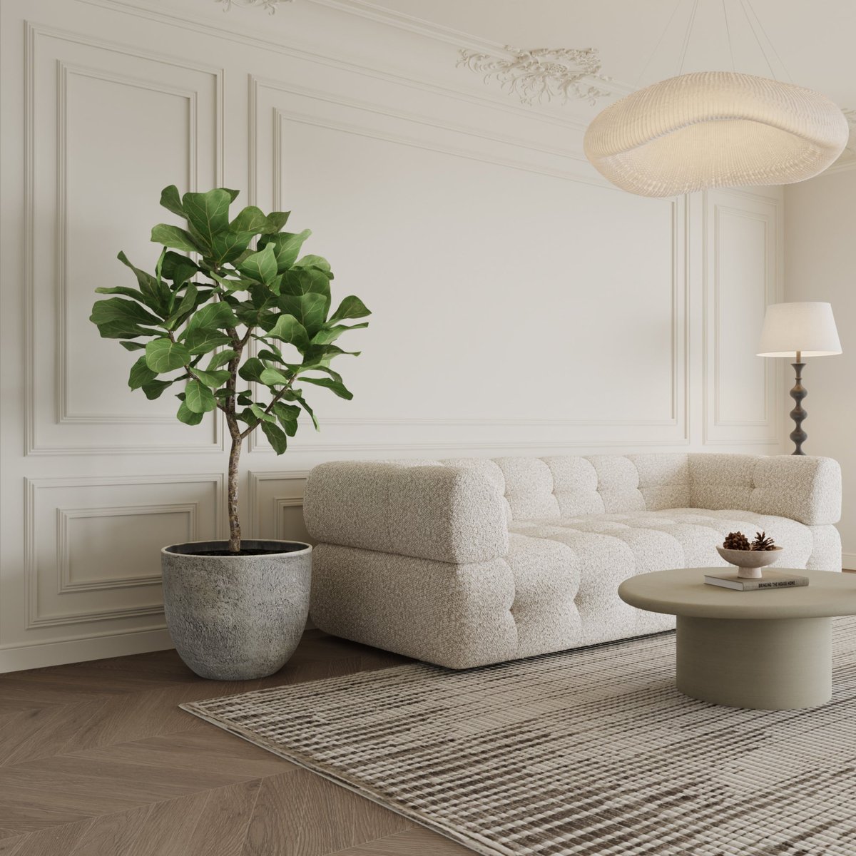 Cache-pot décoratif en ciment H45 TERRA gris clair, SIA DECO