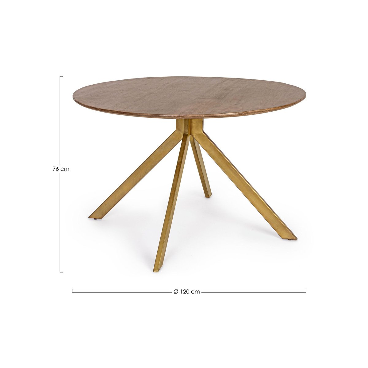 Table à manger ronde en manguier et pied laqué laiton L120 - RINGO bois foncé, HELLIN, DEPUIS 1862