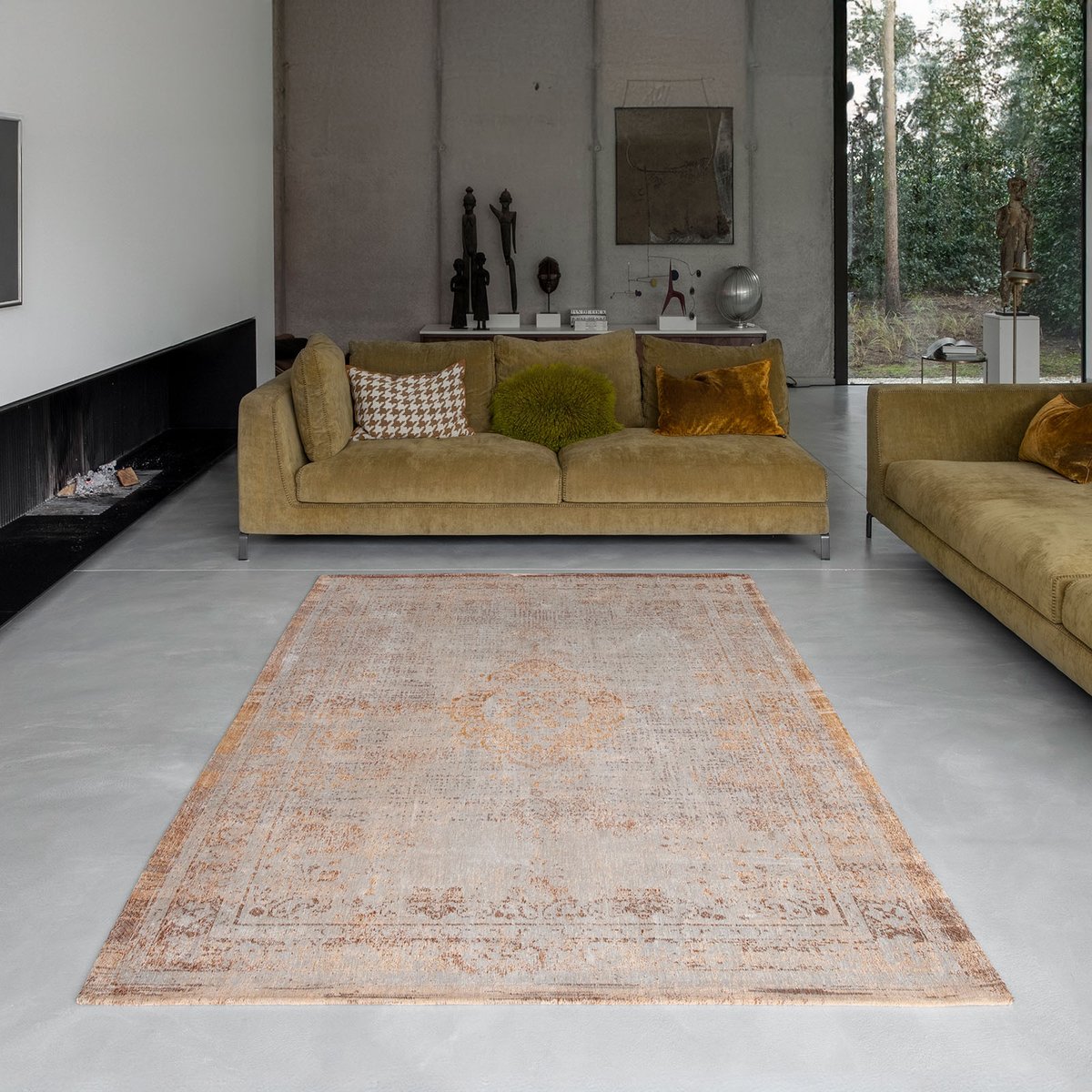 Tapis intérieur/extérieur tissé plat CRIMSON jaune, NOVATREND