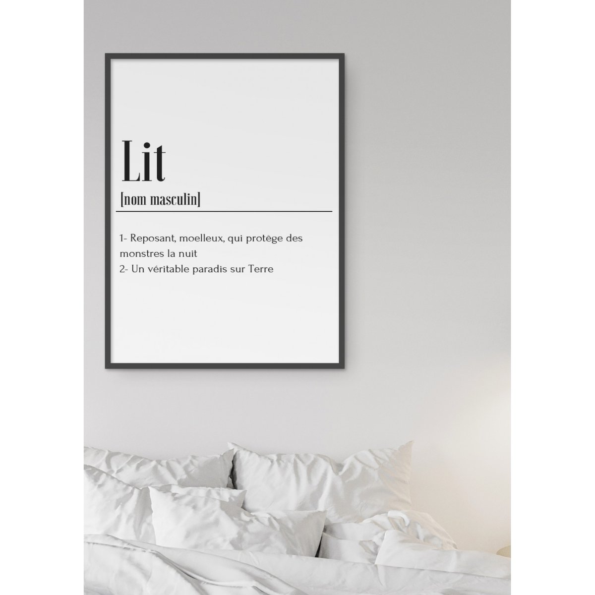 Affiche Définition Lit blanc, L'AFFICHERIE