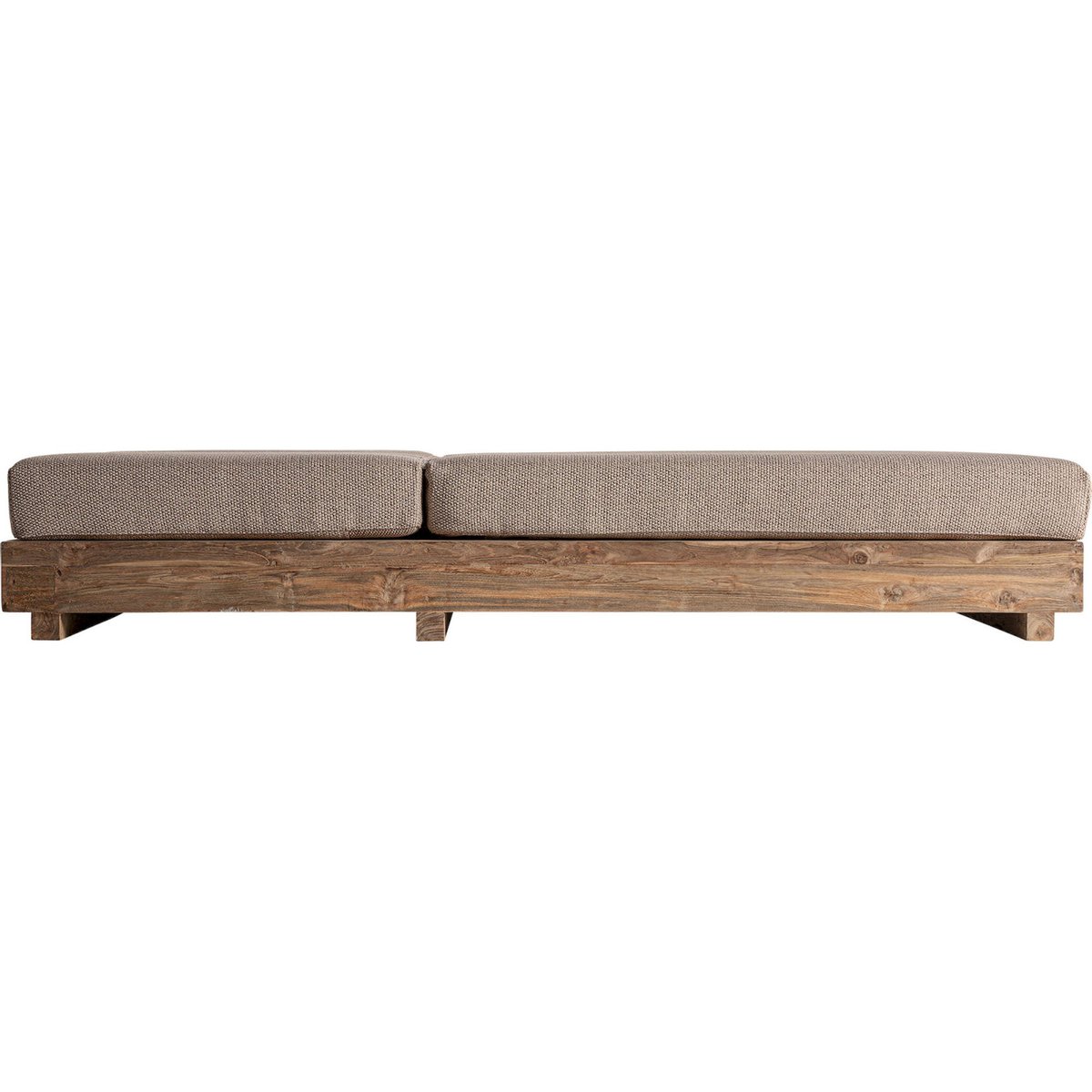 Bain de soleil double S.PURE en teck beige et marron naturel, RECOLLECTION