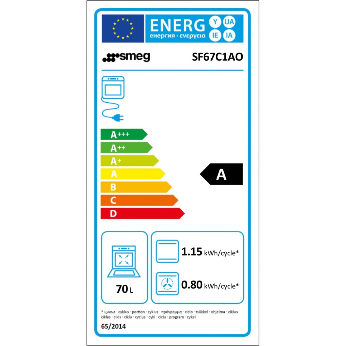 Four Pyro SF67C1AO couleur unique, SMEG