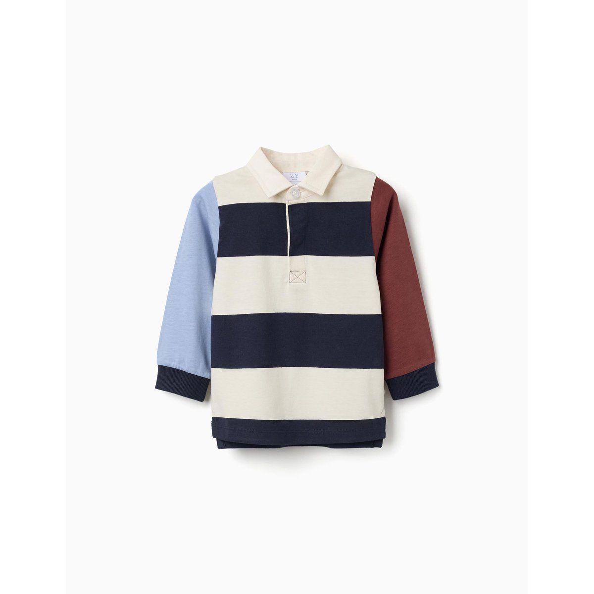 Polo en coton à manches longues à rayures bleu foncé, ZIPPY
