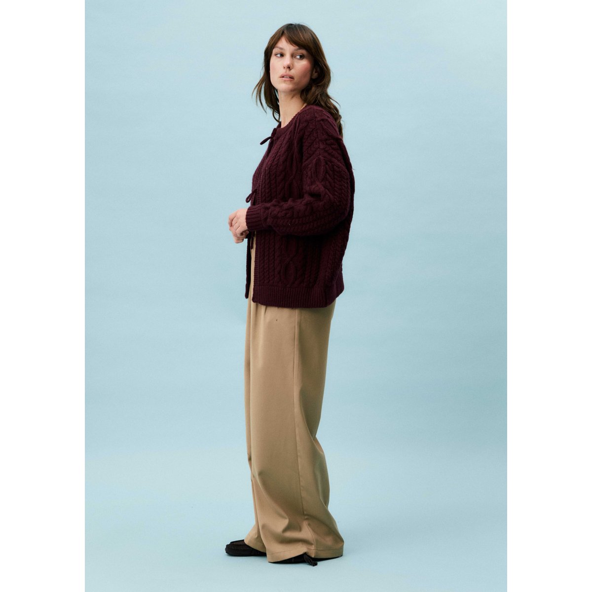 Cardigan en laine SALOME bordeaux, FRNCH