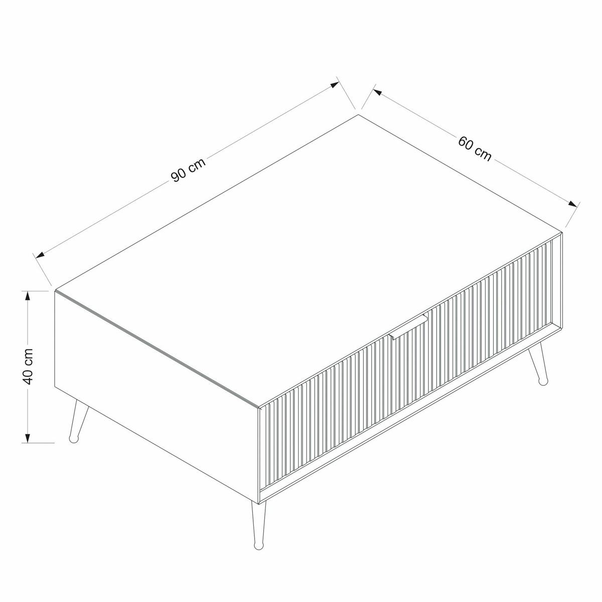 Table basse rectangulaire beige, 1 niche rainurée fermée JENA beige, PIER IMPORT