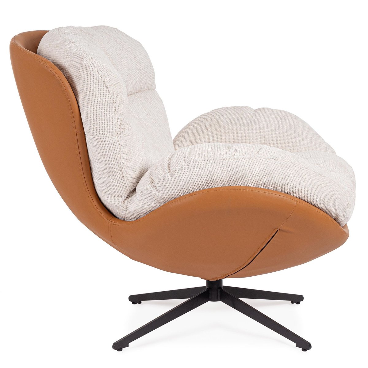 Fauteuil relax pivotant tissu/simili écru/cognac - NINO beige, HELLIN, DEPUIS 1862