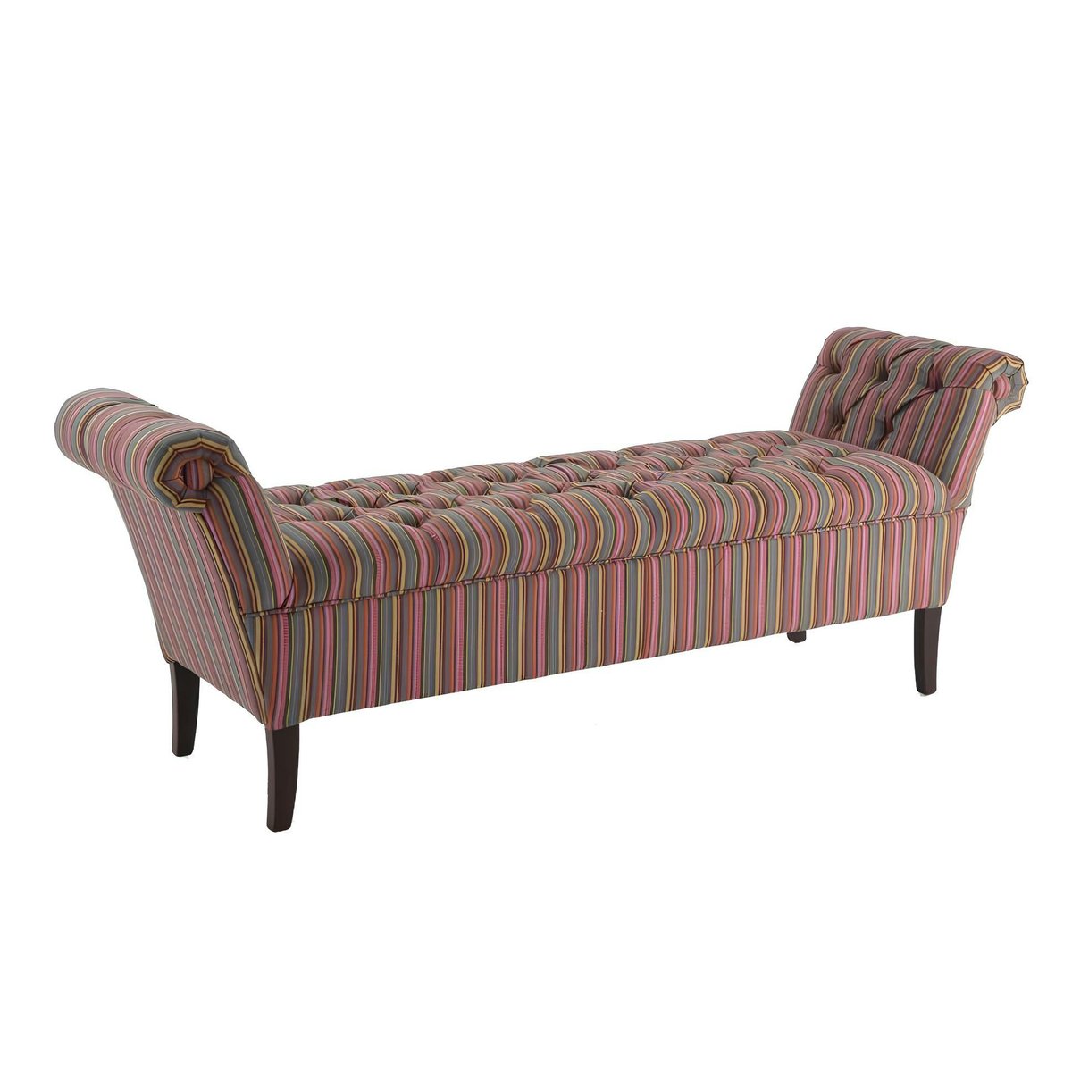 Banc méridienne capitonnée rayures coton BUTTON rose, PIER IMPORT
