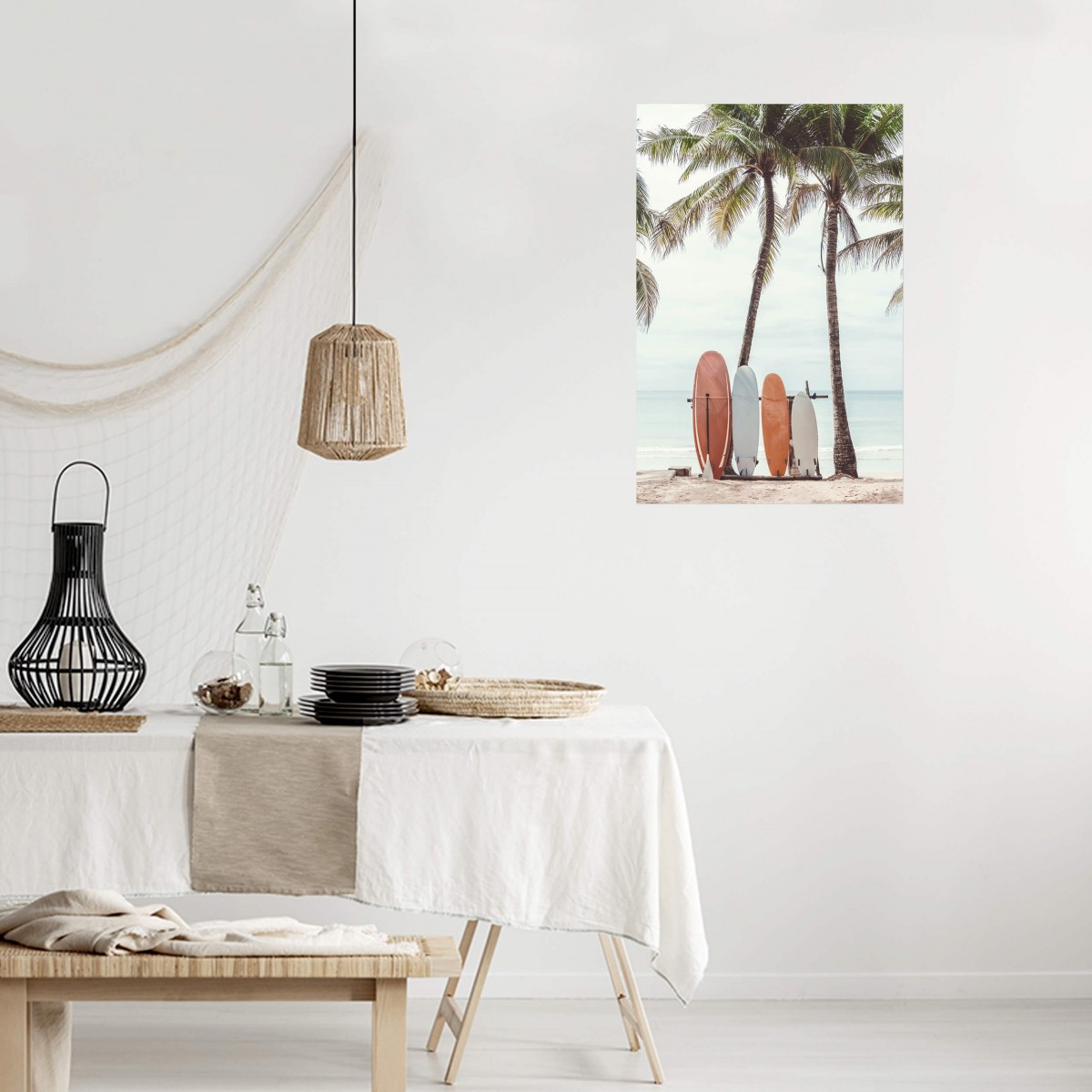 Tableau Mural Surfs & Palmiers PLAGE tableau en verre synthétique, CEANOTHE