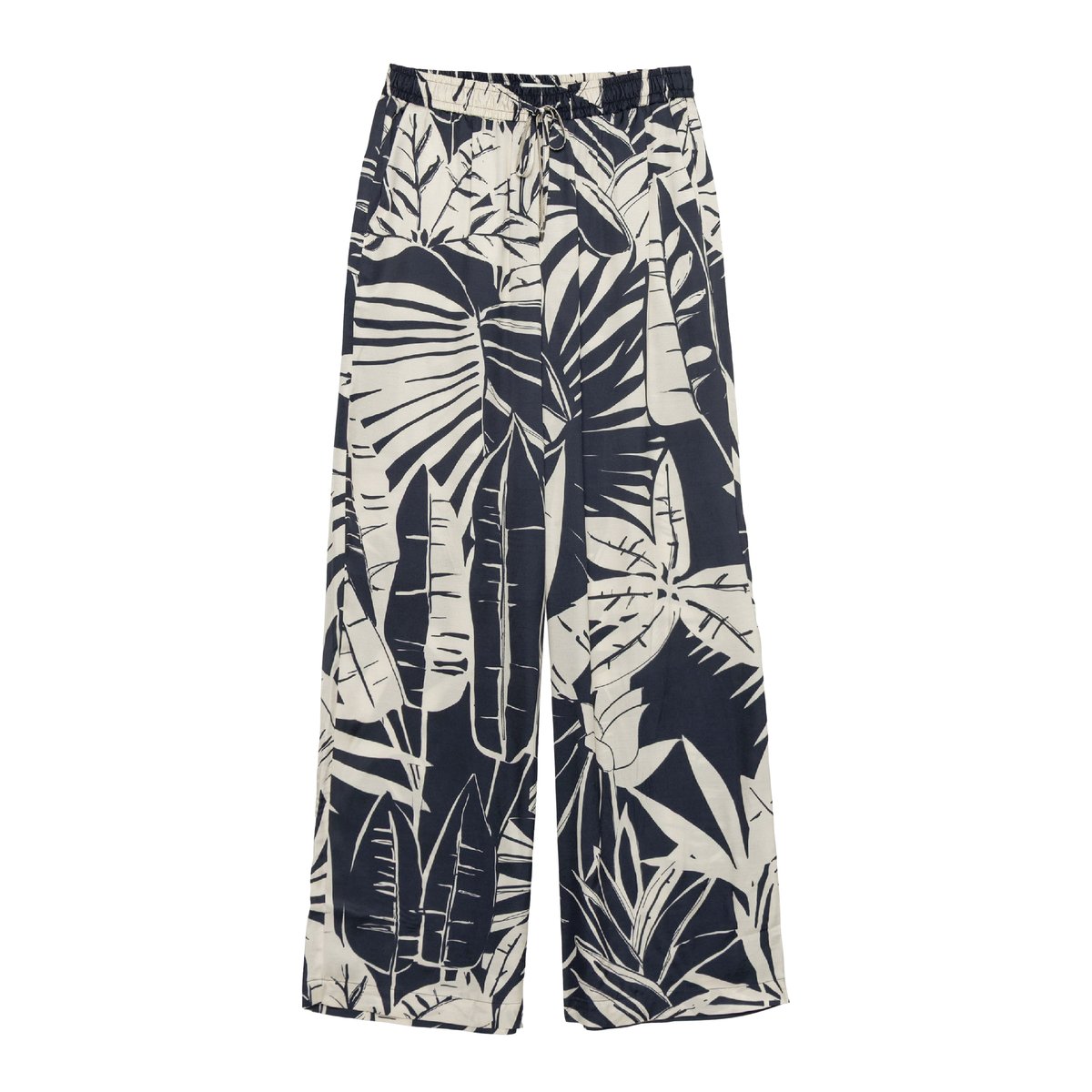 Pantalon imprimé maxi feuilles marine, IKKS