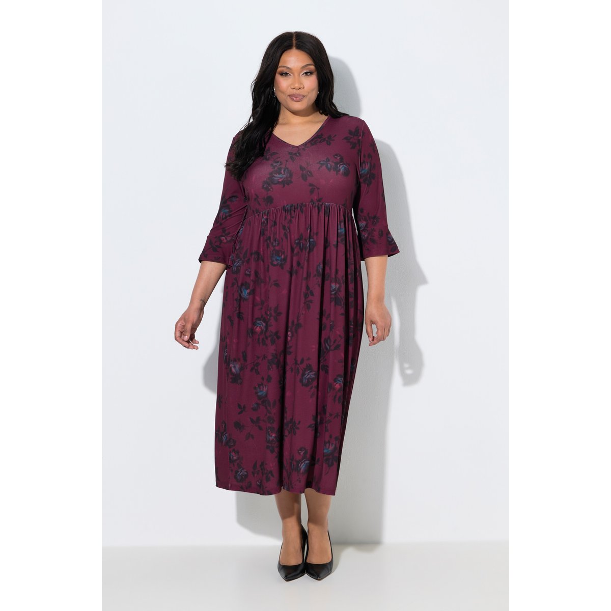 Robe maxi en jersey rouge vin foncé, ULLA POPKEN