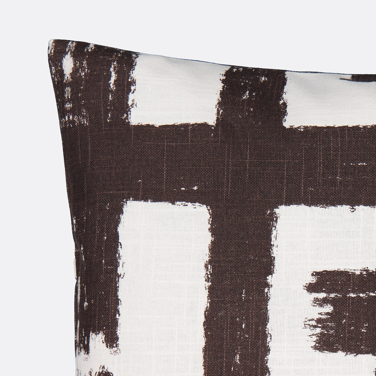 Housse de coussin 50x50 cm, coton, Penki blanc/marron, LA REDOUTE INTERIEURS