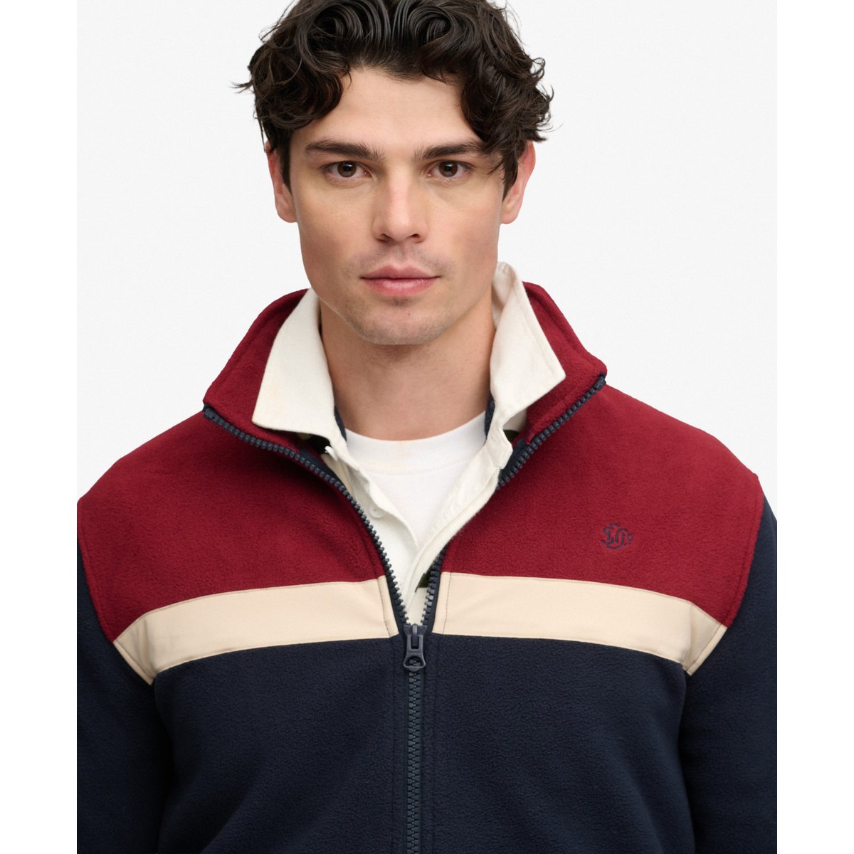 Polaire Tricolore Zippée Coupe Décontractée bleu marine éclipse/rouge, SUPERDRY