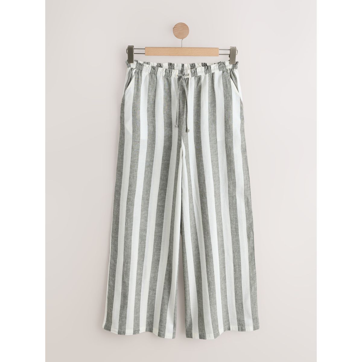 Pantalon coupe large à taille haute kaki/blanc, NEXT