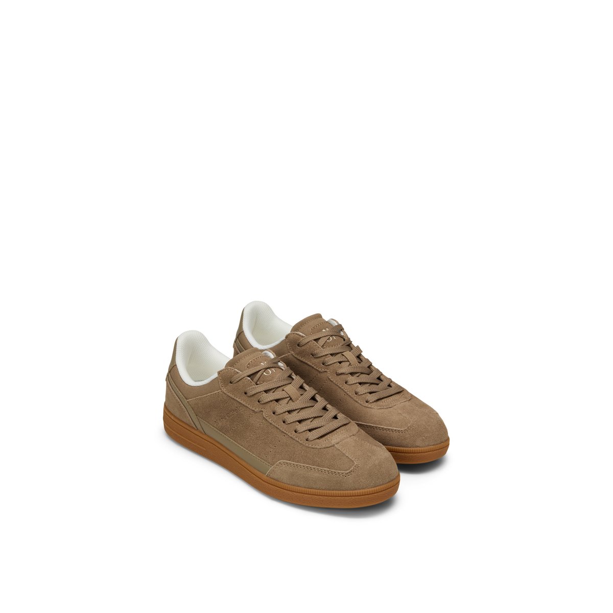 Sneaker modèle Charlie en cuir velours doux beige, MARC O'POLO