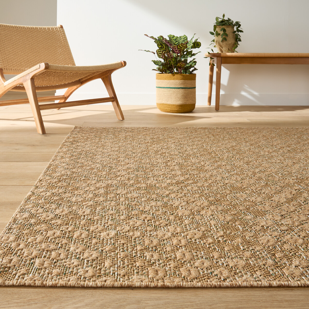 Tapis effet jute intérieur/extérieur Milas naturel/vert, LA REDOUTE INTERIEURS