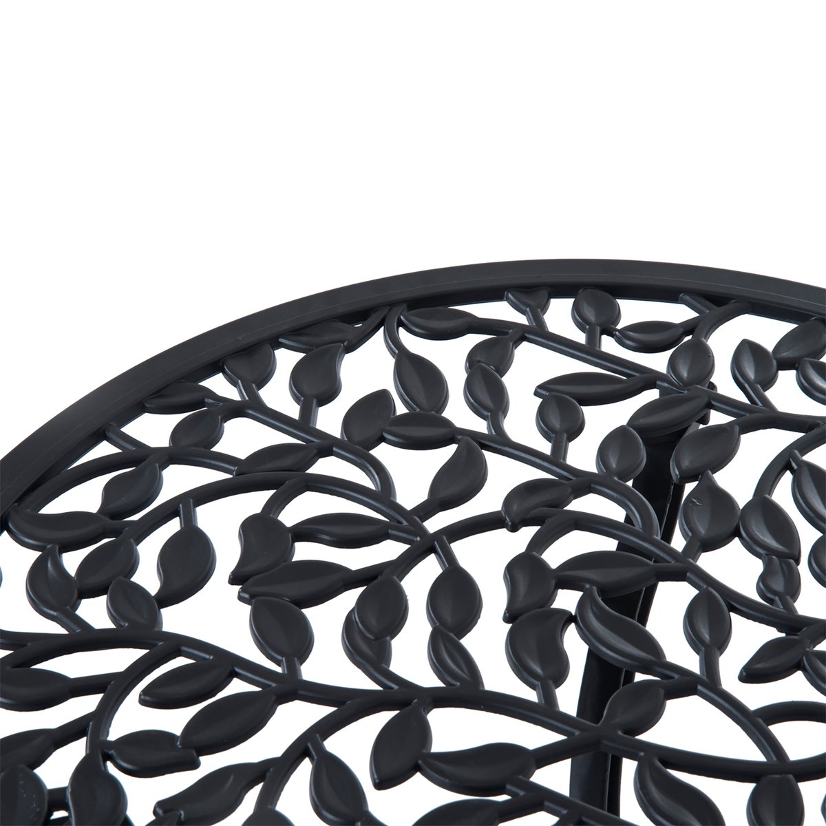 Ensemble salon de jardin 2 places avec table ronde style rétro fonte alu noir noir, OUTSUNNY