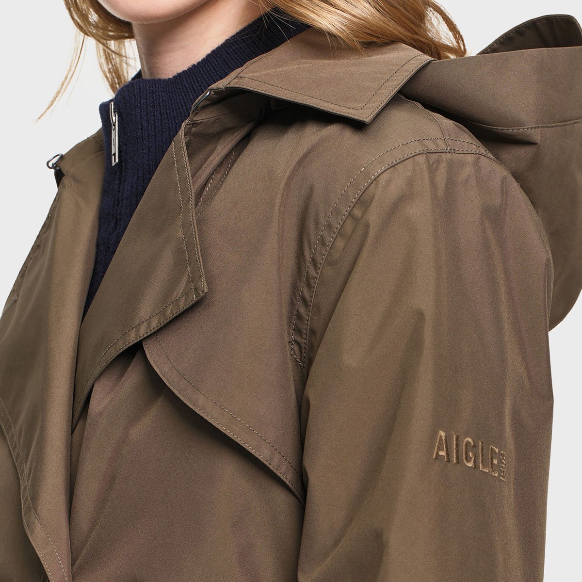Trench imperméable mi-long à ceinture GORE-TEX® kaki, AIGLE