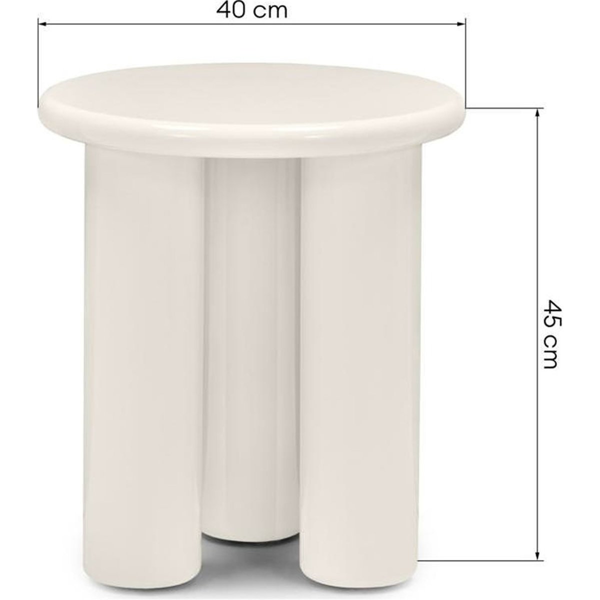 Table d'appoint ronde collection LOLA crème brillant, RECOLLECTION