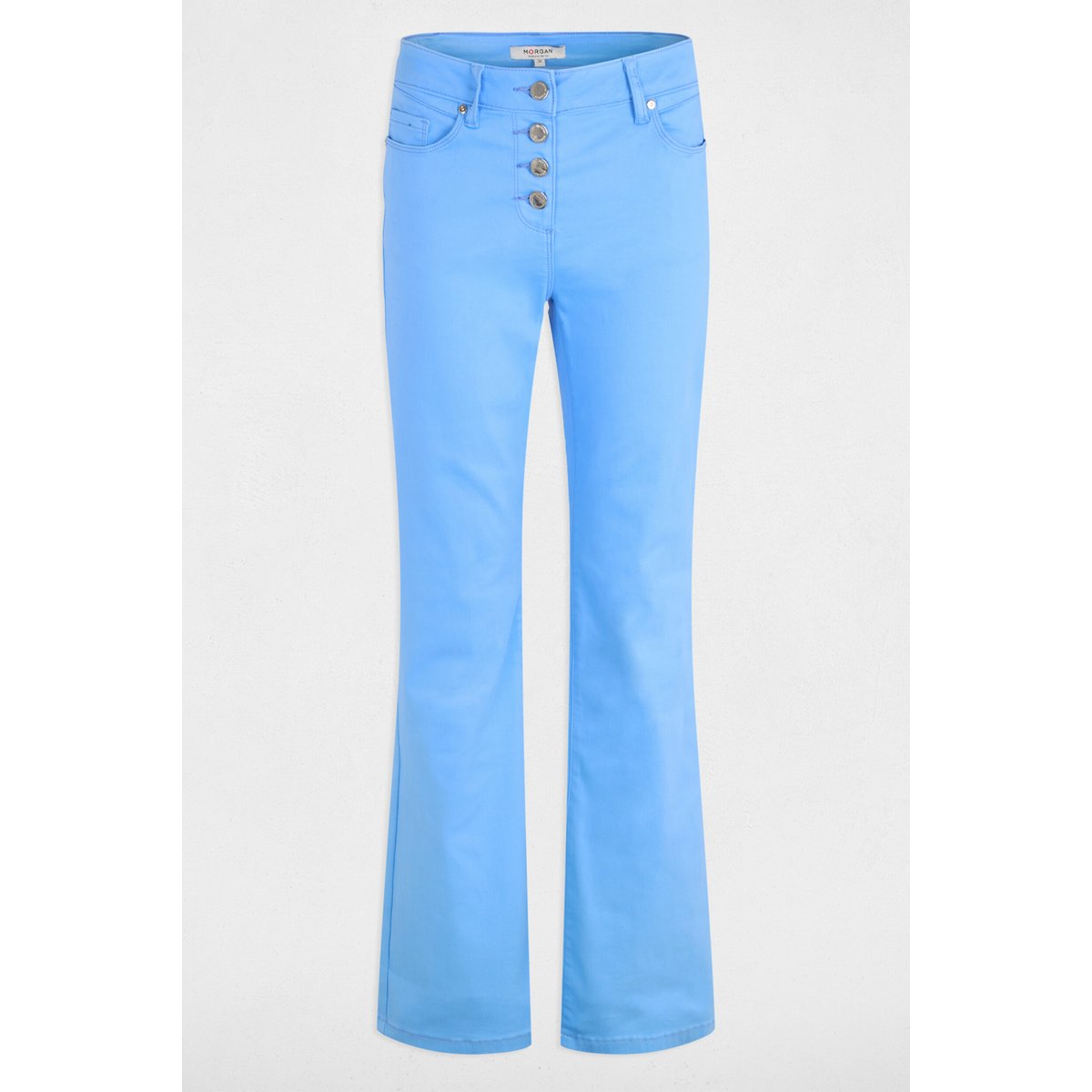 Pantalon bootcut boutonné bleu, MORGAN