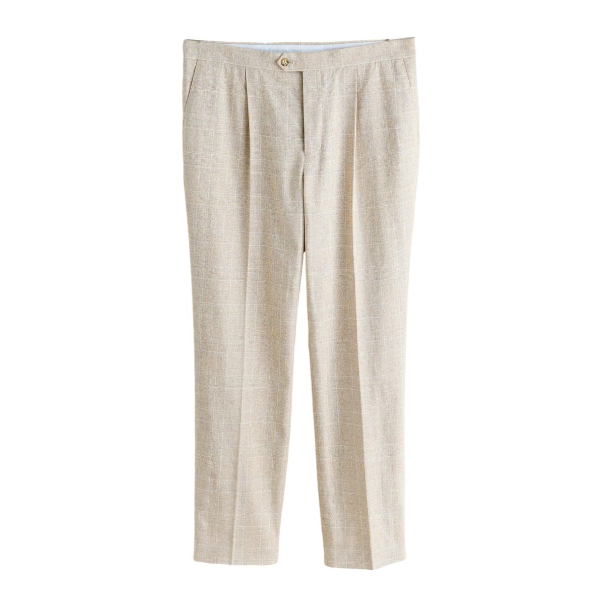 Pantalon de costume en lin/coton à carreaux naturel, NEXT