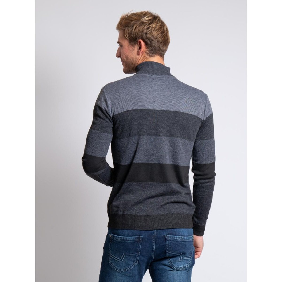Pull Col Montant Zippé Losibil gris foncé, RITCHIE