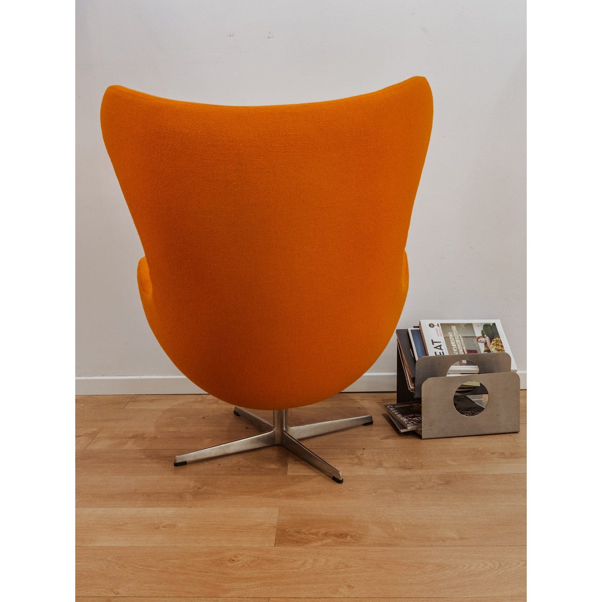 Fauteuil orange Egg Chair Emmanuel N°16 - Bon état argenté, DEBONGOUT