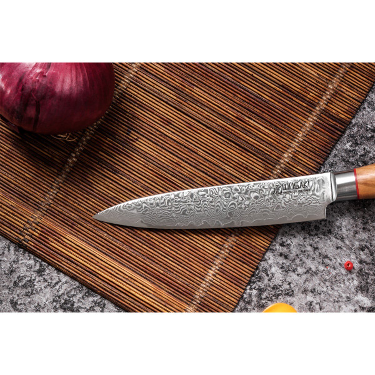 Couteau modèle universel Fujiko 12cm manche en olivier v002237, WUSAKI
