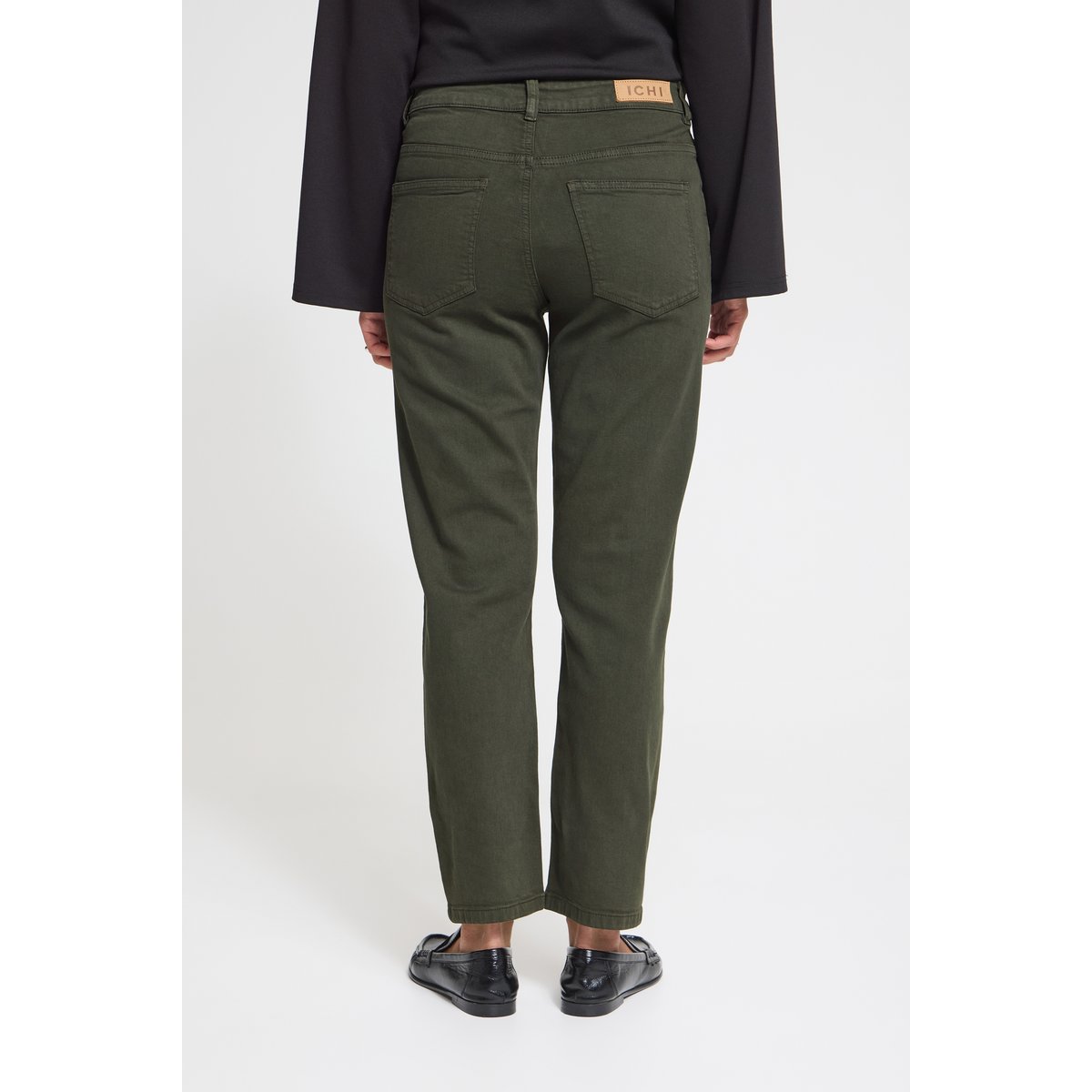 Jeans jambes droites, longueur chevlle vert rosin, ICHI