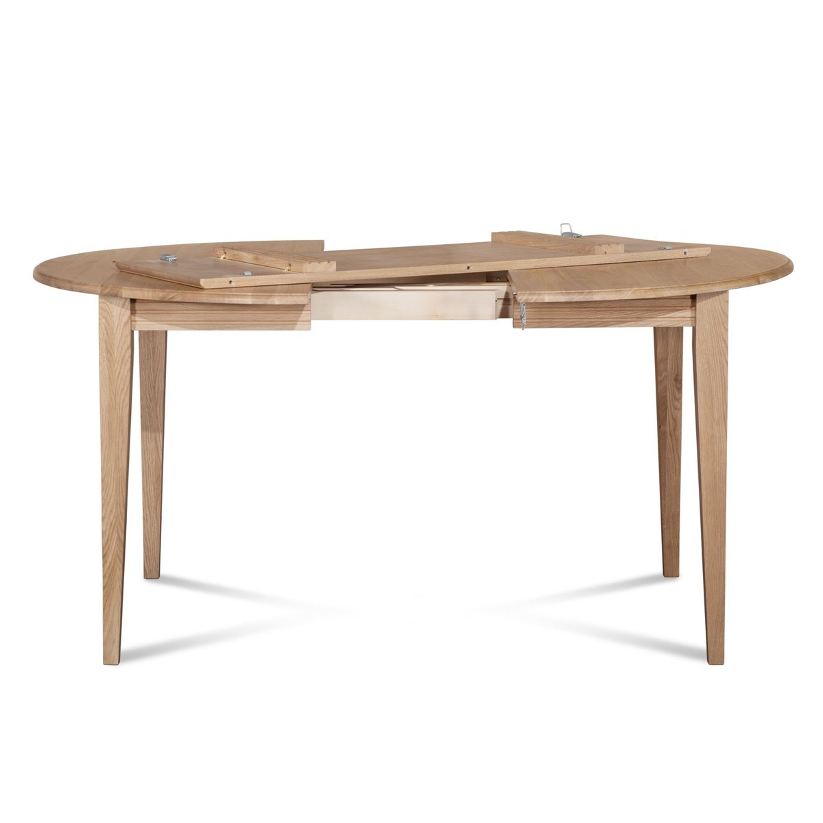 Table ronde 6 pieds fuseau D105 + 3 rallonges bois - VICTORIA chêne, HELLIN, DEPUIS 1862