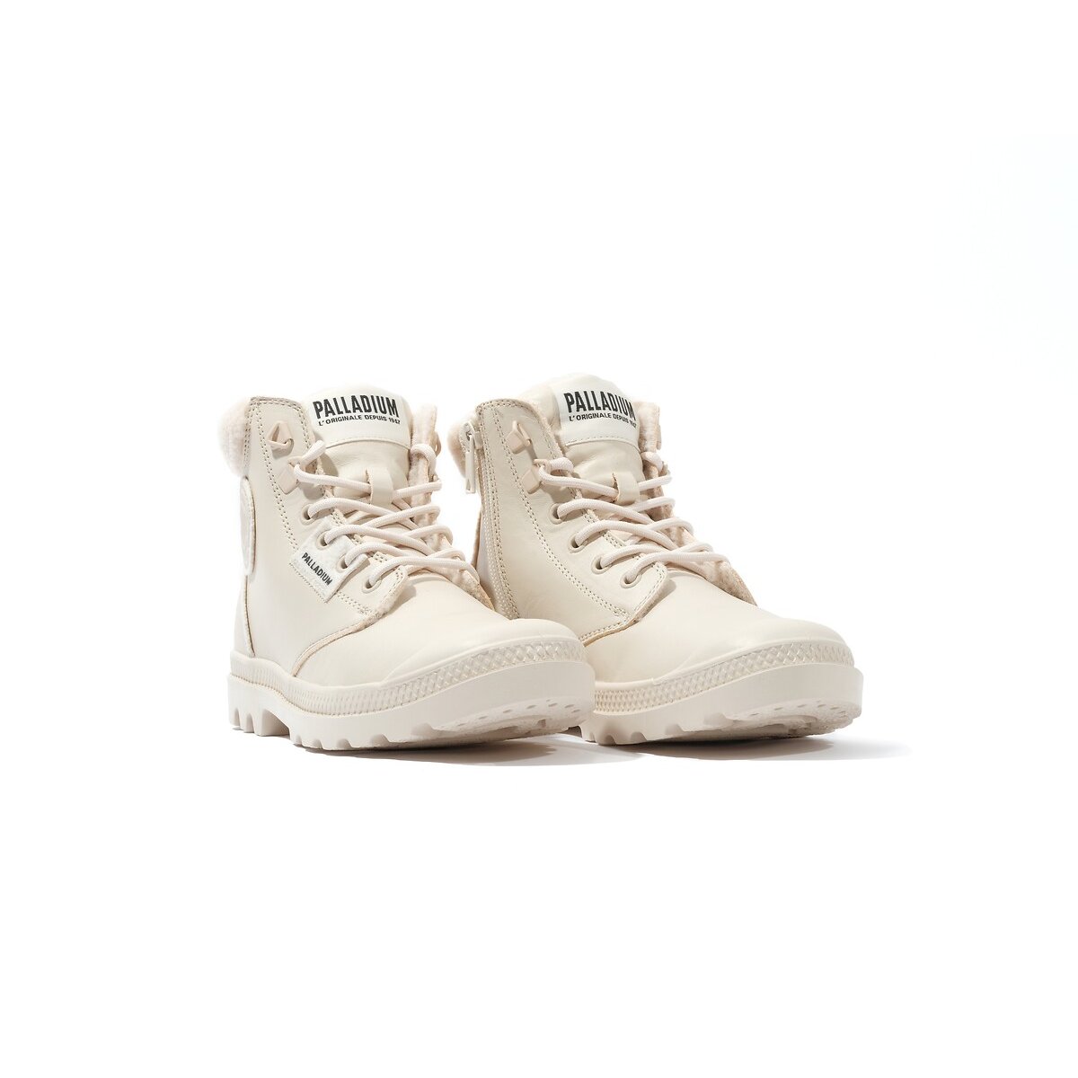 Boots cuir fourrées Pampa Hi Snow Warm beige clair, PALLADIUM