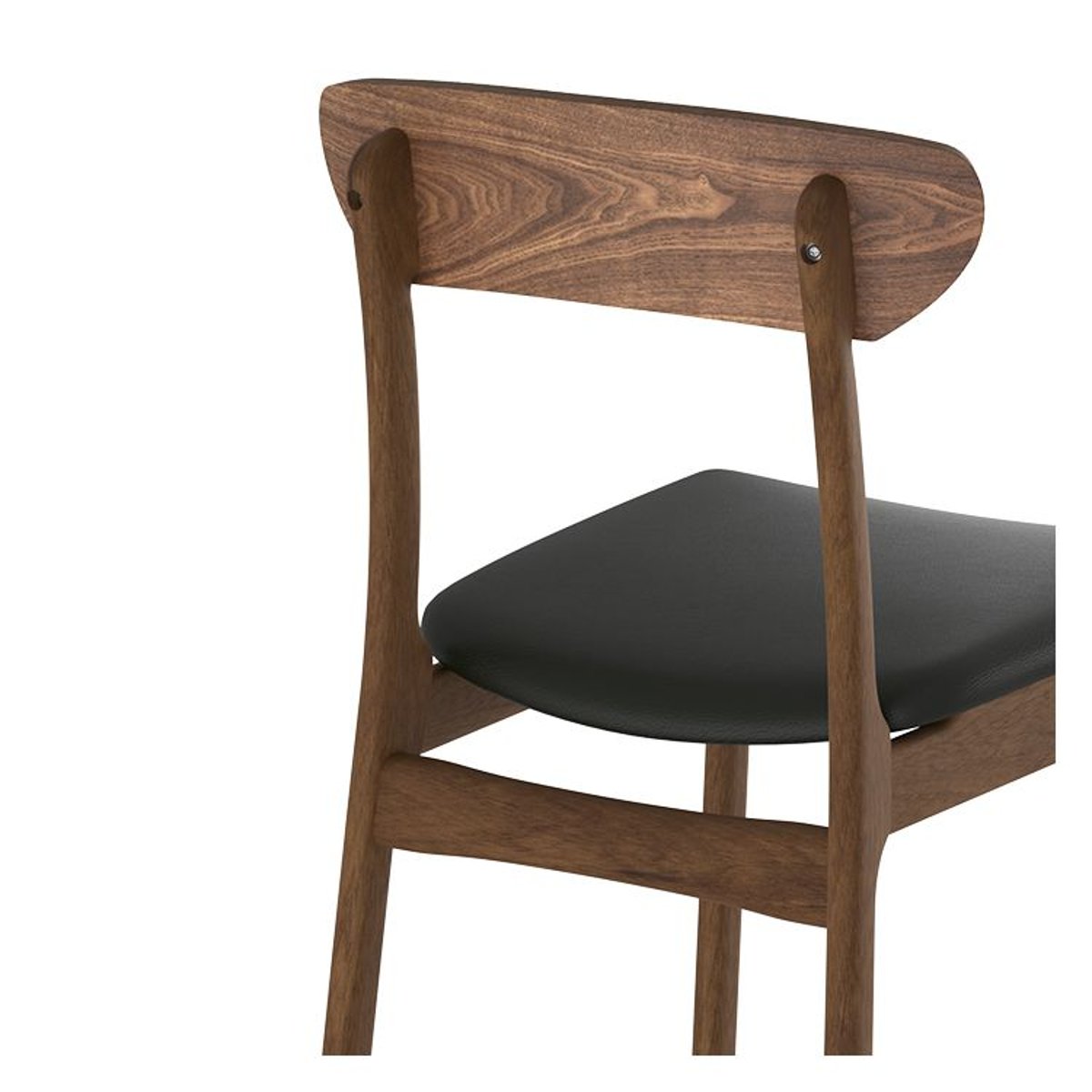 Lot de 2 chaises en cuir synthétique - LANA noir et bois foncé, MAISON PAVANE