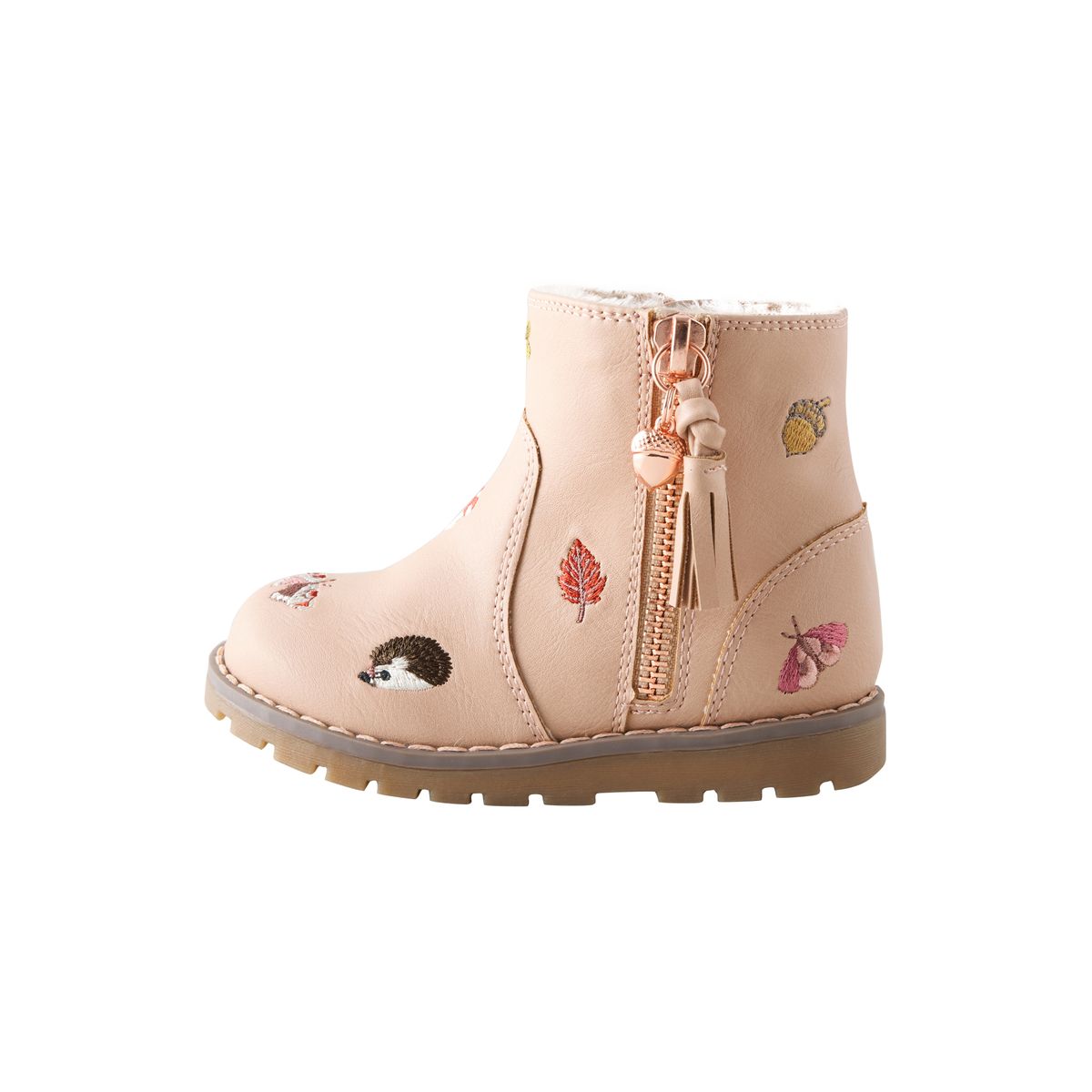 Bottines chelsea zippées à glands broderie rose, NEXT