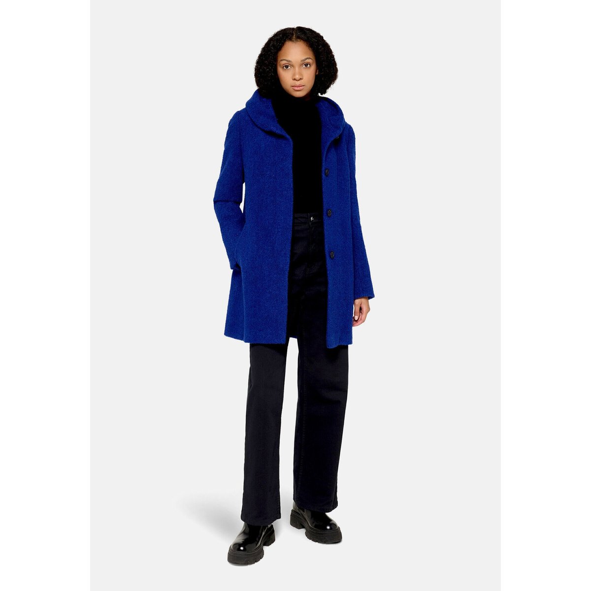Veste en laine à col droit bright blue melange, GIL BRET