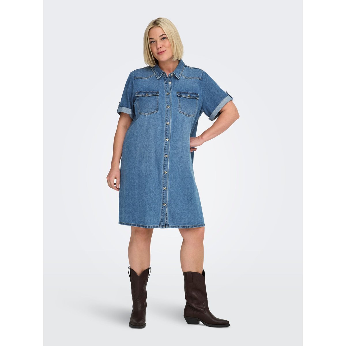 Robe En Denim medium blue denim, ONLY CARMAKOMA