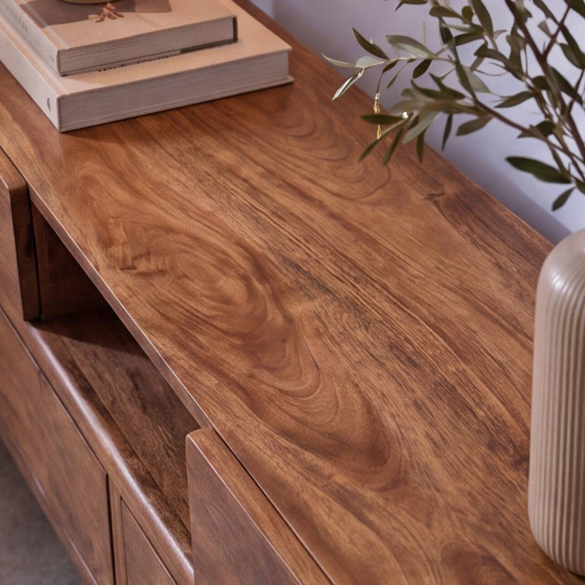 Meuble TV en bois de manguier ROSANA bois clair, MADE IN MEUBLES
