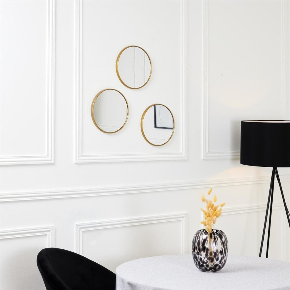 Lot De 3 Miroirs Toronto Diam 26 or, DECORATIE