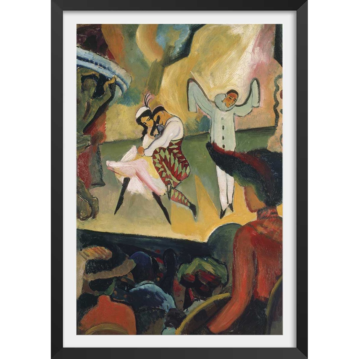 Affiche celebre Russisches Ballett I par August Macke affiche + cadre en bois - noir, HEXOA