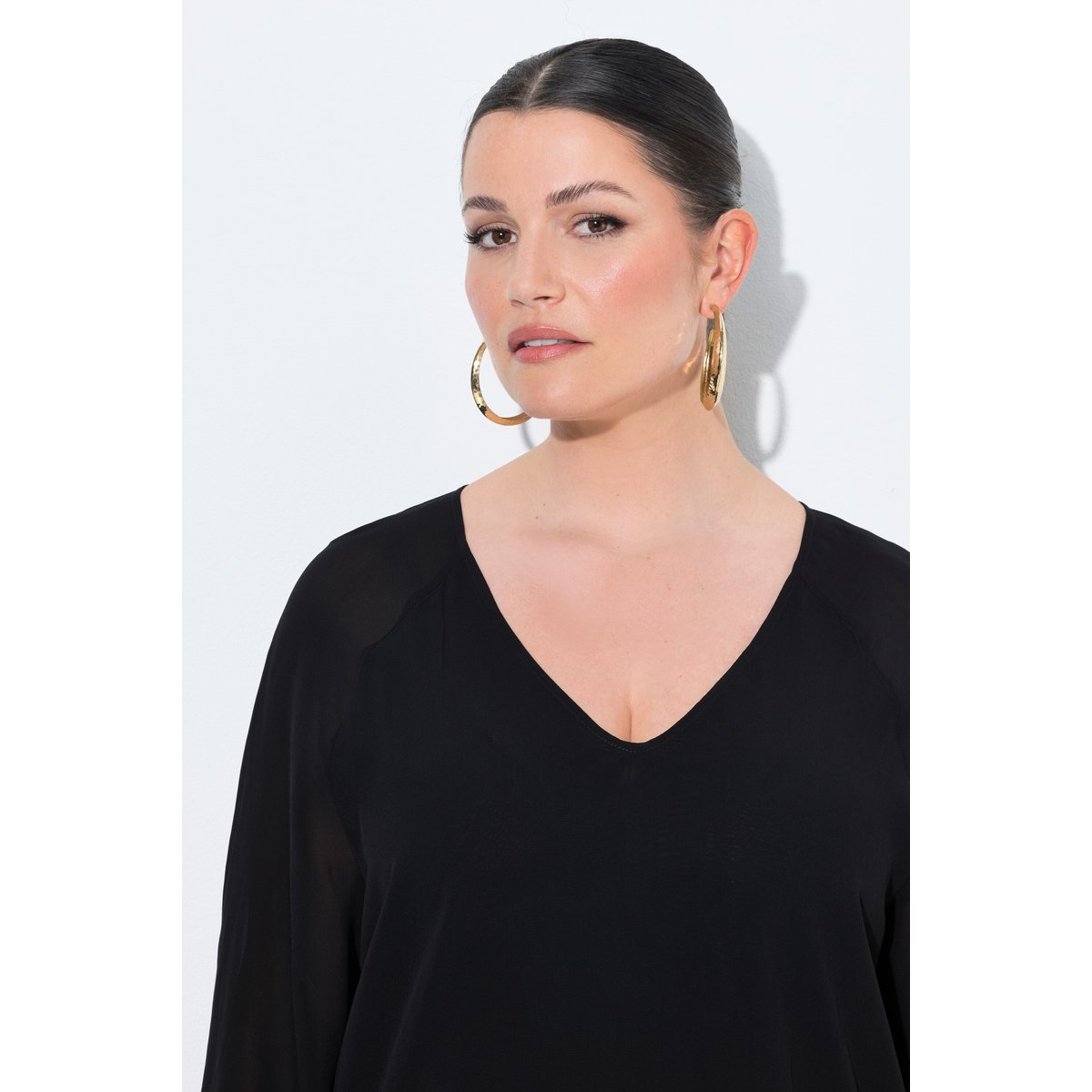Blouse en chiffon, devant doublé noir, ULLA POPKEN