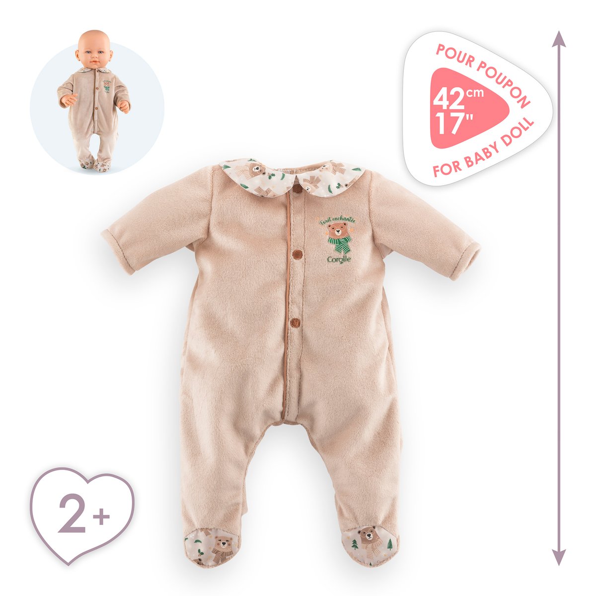 Pyjama Forêt Enchantée pour poupon 42 cm couleur unique, COROLLE