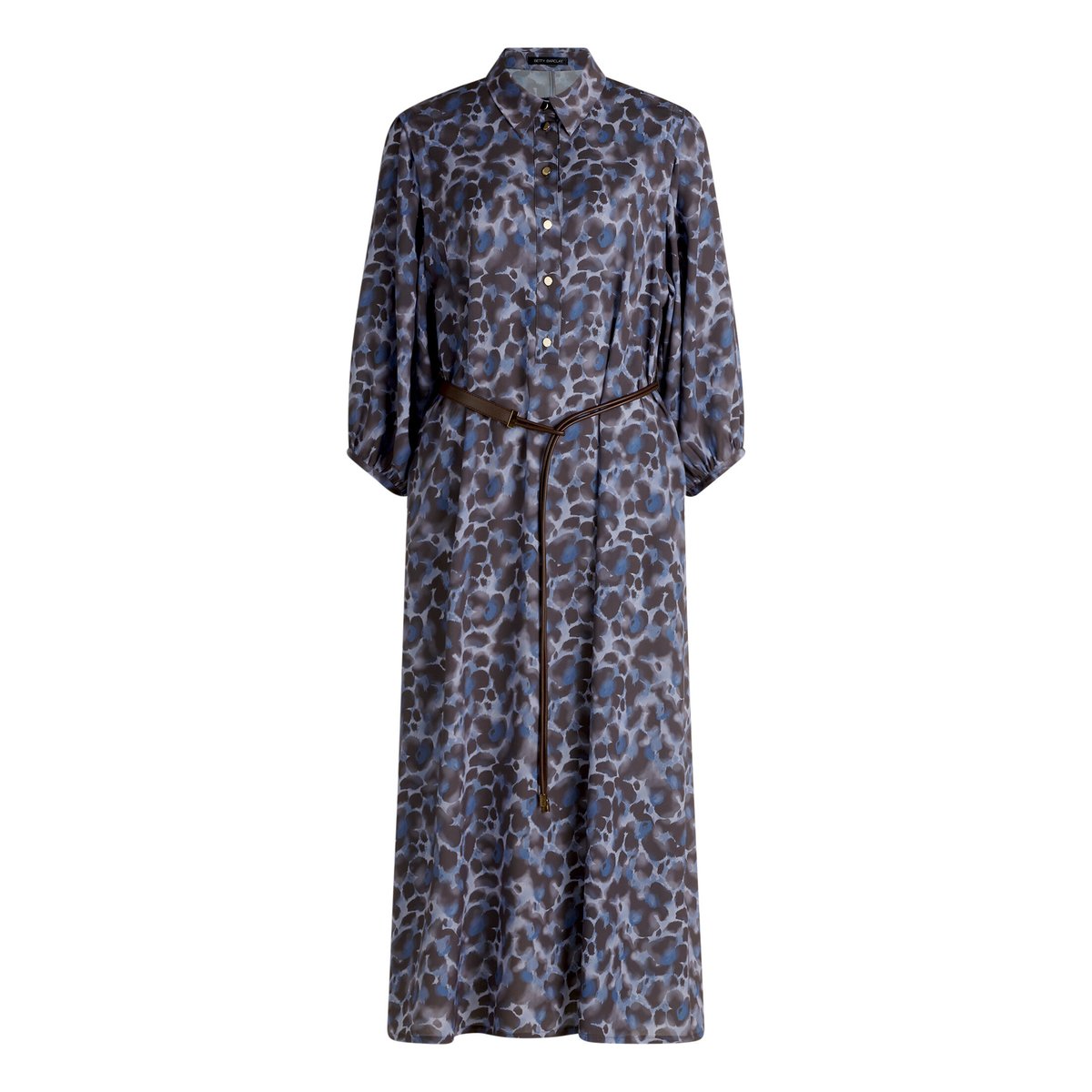 Robe-chemisier à ceinture à nouer bleu/marron, BETTY BARCLAY