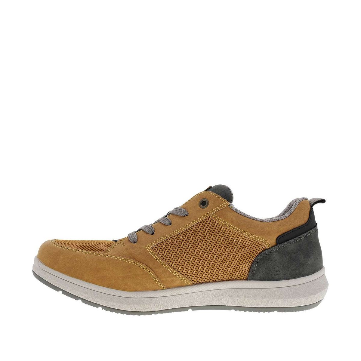 Sneakers jaune à talon plat avec des lacets et un zip latéral jaune, RIEKER