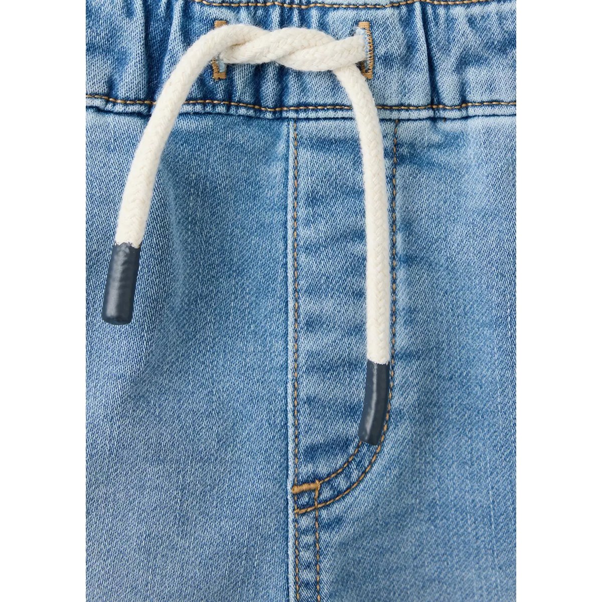 Bermuda en denim à taille élastique bleu moyen, MANGO KIDS