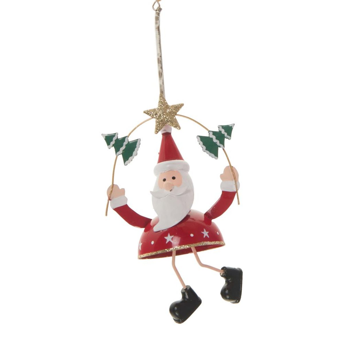 Set de 2 Pères Noël 11 cm à suspendre en métal rouge, AMADEUS