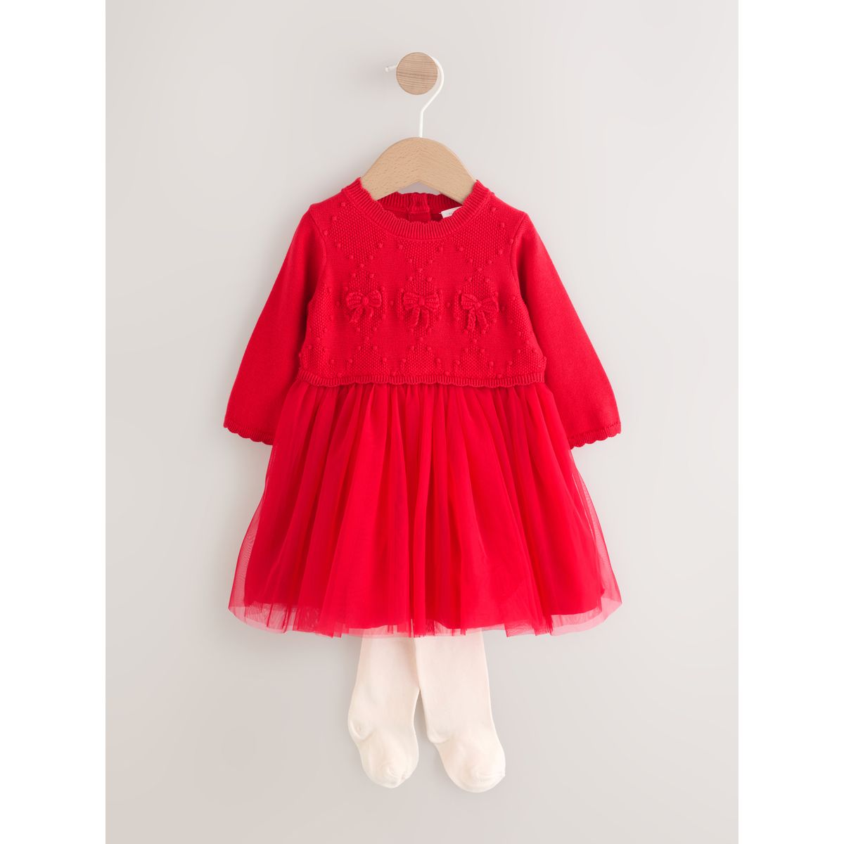 Robe bébé en mesh et collant maille, 2 p rouge, NEXT