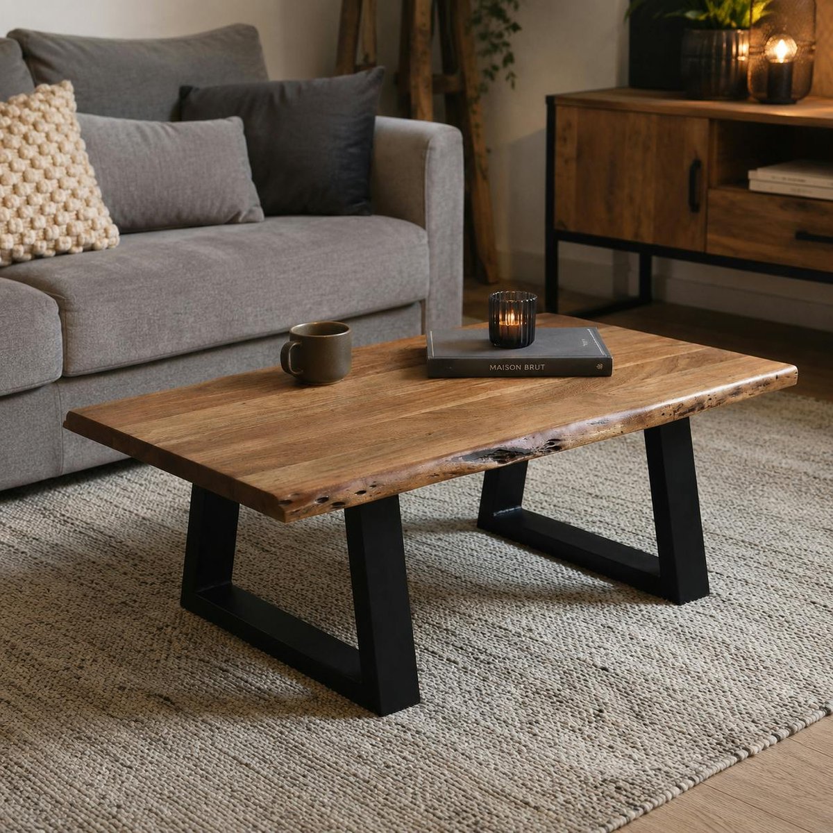 Table basse bois d'acacia à bords naturels CANYON bois naturel, PIER IMPORT
