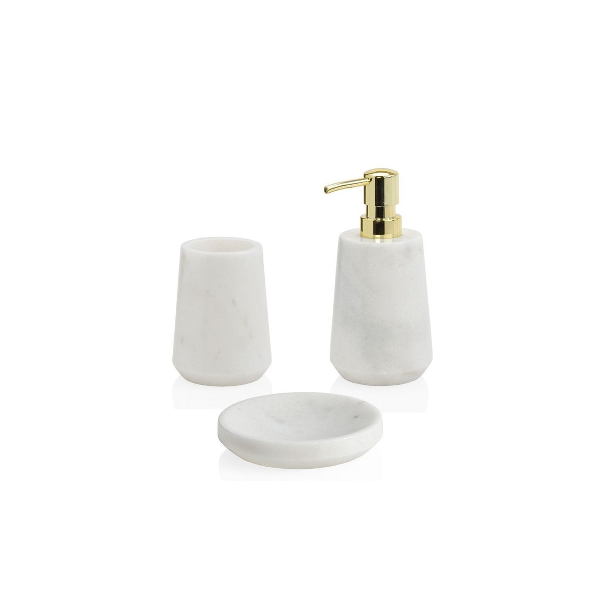 Distributeur de Savon en Marbre Blanc et Bec Doré blanc, WADIGA