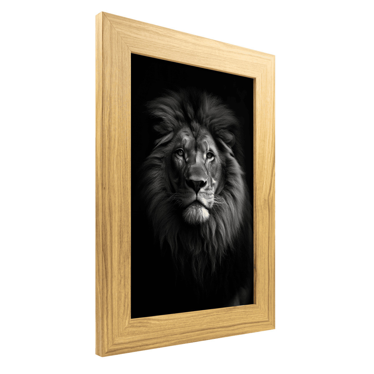 Tableau Lion Noir Et Blanc Sur Aluminium Encadré Bois ANIMAUX noir & blanc-fibres de bois, CEANOTHE