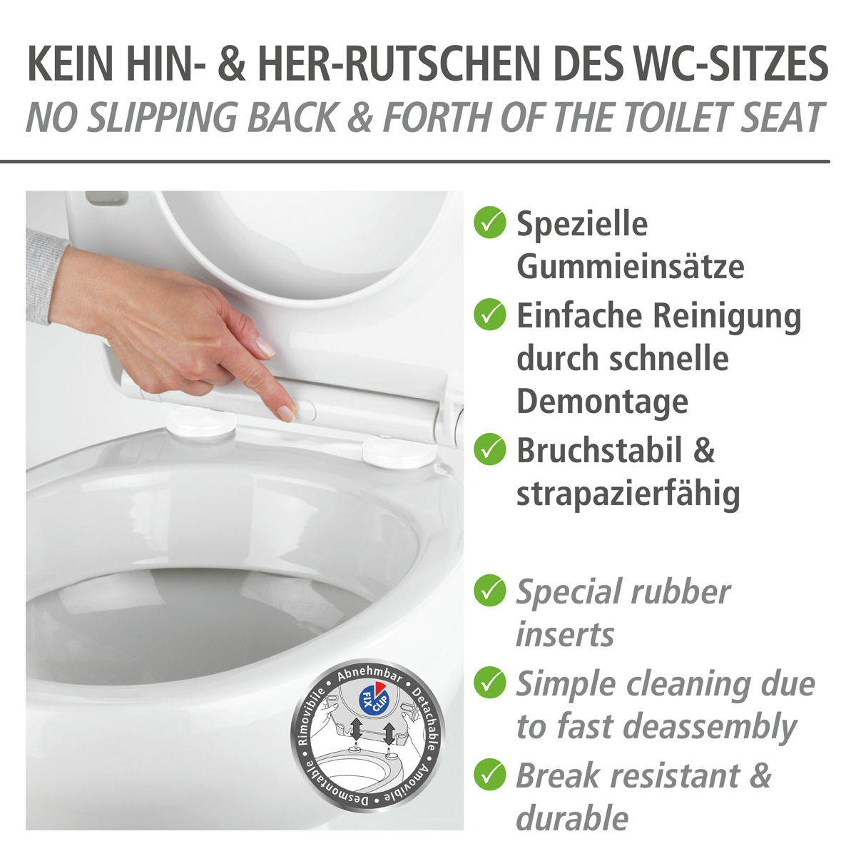 Abattant WC Premium avec frein de chute KOS blanc, WENKO